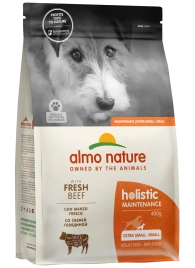 Сухой корм Almo Nature для взрослых собак малых пород со свежей говядиной и коричневым рисом, 400 г