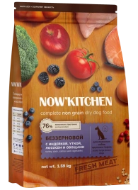 Сухой корм NOW'KITCHEN Fresh Senior для собак крупных пород старше 7 лет со свежей индейкой,уткой,лососем, 1.59 кг