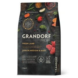 Сухой корм Grandorf Fresh Dog для юниоров средних и крупных пород беременных и кормящих собак беззерновой ягненок с бататом 10 кг