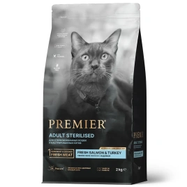 Сухой корм Premier со вкусом лосося и индейки для стерилизованных кошек, 2 кг