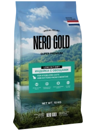 Сухой корм NERO GOLD Sterilised для стерилизованных кошек и котят с мясом индейки и овощами, 10 кг