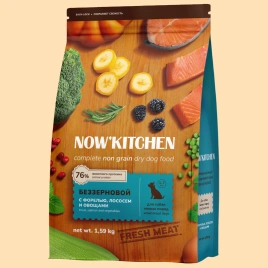 Сухой корм NOW'KITCHEN Fresh Small Adult  для взрослых собак малых пород со свежей  форелью, лососем, 1.59 кг