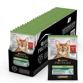 Влажный корм Purina Pro Plan Cat Adult NutriSavour Sterilised для стерилизованных кошек, с говядиной в соусе, 85 г
