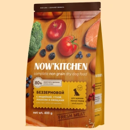 Сухой корм NOW'KITCHEN для щенков малых пород с индейкой, уткой, лососем и овощами, 400 г