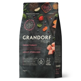 Сухой корм Grandorf Fresh Sterilised беззерновой с индейкой и бататом для стерилизованных кошек, 2 кг