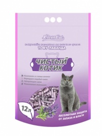 Комкующийся наполнитель Чистый Котик Тофу с ароматом лаванды, 12 л