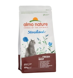 Сухой корм Almo Nature Sterilised, для стерилизованных кошек со cвежей говядиной и коричневым рисом, 400 г