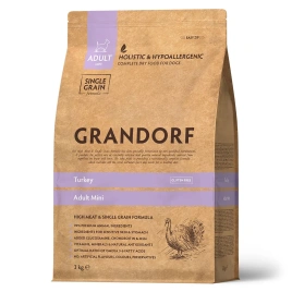 Сухой корм Grandorf Holistic индейка с рисом для взрослых собак мелких пород, 3 кг