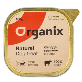 Влажное лакомство Organix для собак сердце говяжье в желе, измельченное