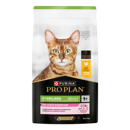 Сухой корм Purina Pro Plan Cat Sterilised Chicken Opti-Digest для стерилизованных кошек, с курицей, 10 кг