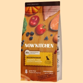 Сухой корм NOW'KITCHEN для щенков малых пород с индейкой, уткой, лососем и овощами, 9.98 кг