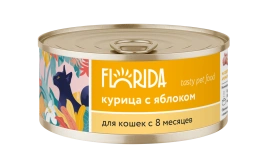 Влажный корм FLORIDA для взрослых кошек из курицы с яблоком, 100 г