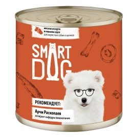 Влажный корм Smart Dog для для взрослых собак и щенков, мясное ассорти в нежном соусе, 85 г