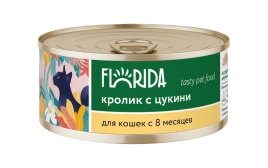 Влажный корм FLORIDA для взрослых кошек из кролика с цукини, 100 г
