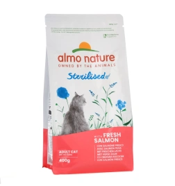 Сухой корм Almo Nature Sterilised, для стерилизованных кошек со свежим лососем и коричневым рисом, 400 г
