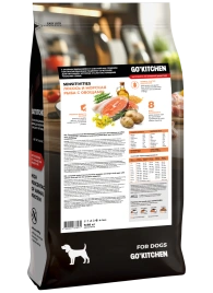 Сухой корм GO'KITCHEN для щенков и собак всех возрастов для чувствительного пищеварения с лососем и морской рыбой, 9.98 кг