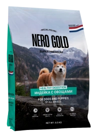 Сухой корм NERO GOLD для собак и щенков с мясом индейки и овощами, 500 г