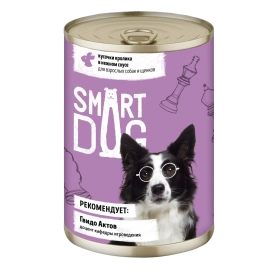 Влажный корм Smart Dog для для взрослых собак и щенков, кусочки кролика в нежном соусе, 400 г