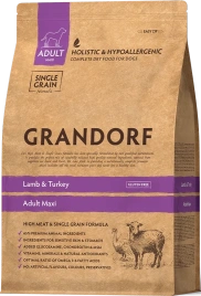 Сухой корм Grandorf Lamb & Turkey Maxi для взрослых собак крупных пород, 10 кг