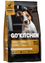 Сухой корм Go'Kitchen для щенков и собак для чувствительного пищеварения, с индейкой, 400 г