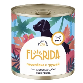 Влажный корм Florida для собак с перепёлкой и грушей, 240 г