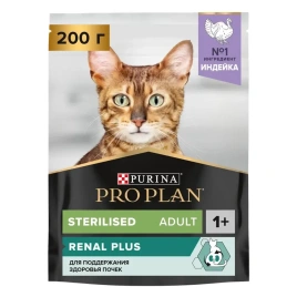 Сухой корм Purina Pro Plan Cat Adult Sterilised для стерилизованных кошек, с индейкой, 200 г
