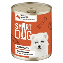 Влажный корм Smart Dog для для взрослых собак и щенков, мясное ассорти в нежном соусе, 240 г
