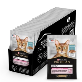 Влажный корм Purina Pro Plan Delicate для взрослых кошек с чувствительным пищеварением, с океанической рыбой в соусе, 85 г