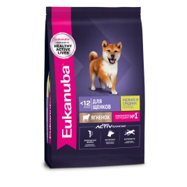 Сухой корм Eukanuba Puppy для щенков до 12 месяцев с ягненком, 0.8 кг