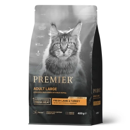 Сухой корм Premier Cat Lamb & Turkey Adult Large для взрослых кошек крупных пород, 400 г