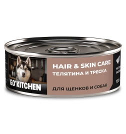 Влажный корм GO'KITCHEN для щенков и собак с телятиной и треской, 100 г
