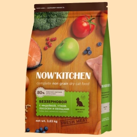 Сухой корм NOW'KITCHEN Fresh Kitten для котят со свежей индейкой, уткой, лососем и овощами, 3.36 кг