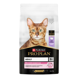 Сухой корм Purina Pro Plan Delicate для взрослых кошек с чувствительным пищеварением, с индейкой, 10 кг