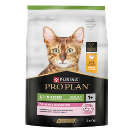 Сухой корм Purina Pro Plan Cat Adult Sterilised для стерилизованных кошек, с курицей, 3 кг