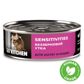 Влажный корм GO'KITCHEN для котят и кошек с чувствительным пищеварением с уткой, 100 г
