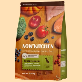 Сухой корм NOW'KITCHEN Fresh Adult для взрослых собак со свежей индейкой,уткой,лососем, 5.44 кг
