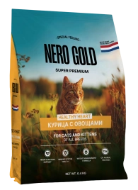 Сухой корм NERO GOLD для кошек и котят с мясом курицы и овощами, 400 г