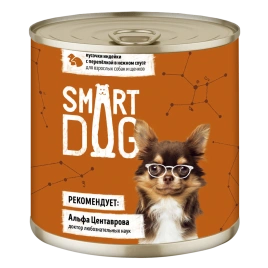 Влажный корм Smart Dog для для взрослых собак и щенков, кусочки индейки с перепелкой в нежном соусе, 85 г