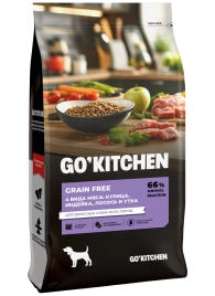 Сухой корм GO'KITCHEN для взрослых собак всех пород с курицей, индейкой, лососем и уткой, 18 кг