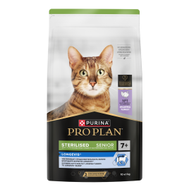 Сухой корм Purina Pro Plan Cat Senior 7+ Sterilised Longevis для стерилизованных кошек старше 7 лет, с индейкой, 10 кг