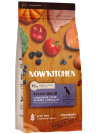 Сухой корм NOW'KITCHEN Fresh Senior для собак крупных пород старше 7 лет со свежей индейкой,уткой,лососем, 9.98 кг