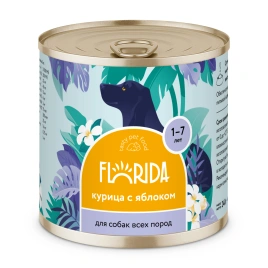 Влажный корм Florida для собак с курицей с яблоком, 240 г