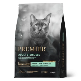 Сухой корм Premier Cat Lamb & Turkey Sterilised для стерилизованных кошек, 8 кг