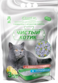 Силикагелевый наполнитель Чистый Котик с ароматом лимона, колотые гранулы, 3,5 л