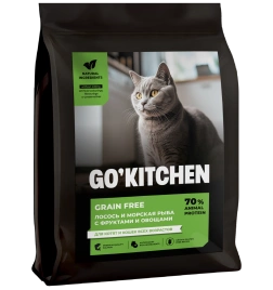 Сухой корм GO'KITCHEN для котят и кошек всех возрастов с лососем и морской рыбой, 7.26 кг