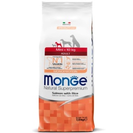 Сухой корм Monge Monoprotein Mini Adult с лососем и рисом для собак мелких пород, 7.5 кг