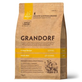 Сухой корм Grandorf Holistic 4 вида мяса с пробиотиками для взрослых собак мелких пород, 3 кг