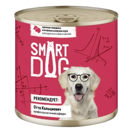 Влажный корм Smart Dog для для взрослых собак и щенков, кусочки говядины и ягненка в нежном соусе, 85 г