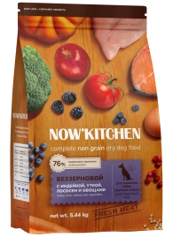 Сухой корм NOW'KITCHEN Fresh Senior для собак крупных пород старше 7 лет со свежей индейкой,уткой,лососем, 5.44 кг