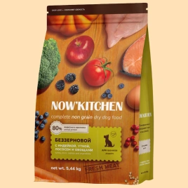Сухой корм NOW'KITCHEN Fresh Puppy для щенков со свежей индейкой, уткой, лососем, 5.44 кг